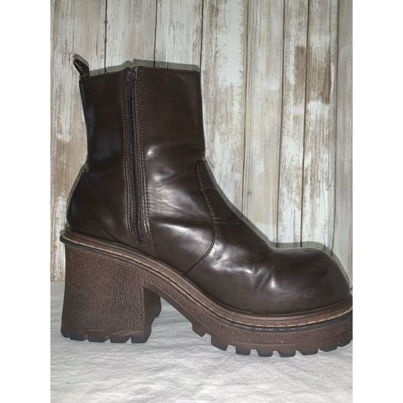 SOLD No Boundaries Vintage Chunky Round Toe Y2k Boots Size 9.5M - Picture 7 of 16